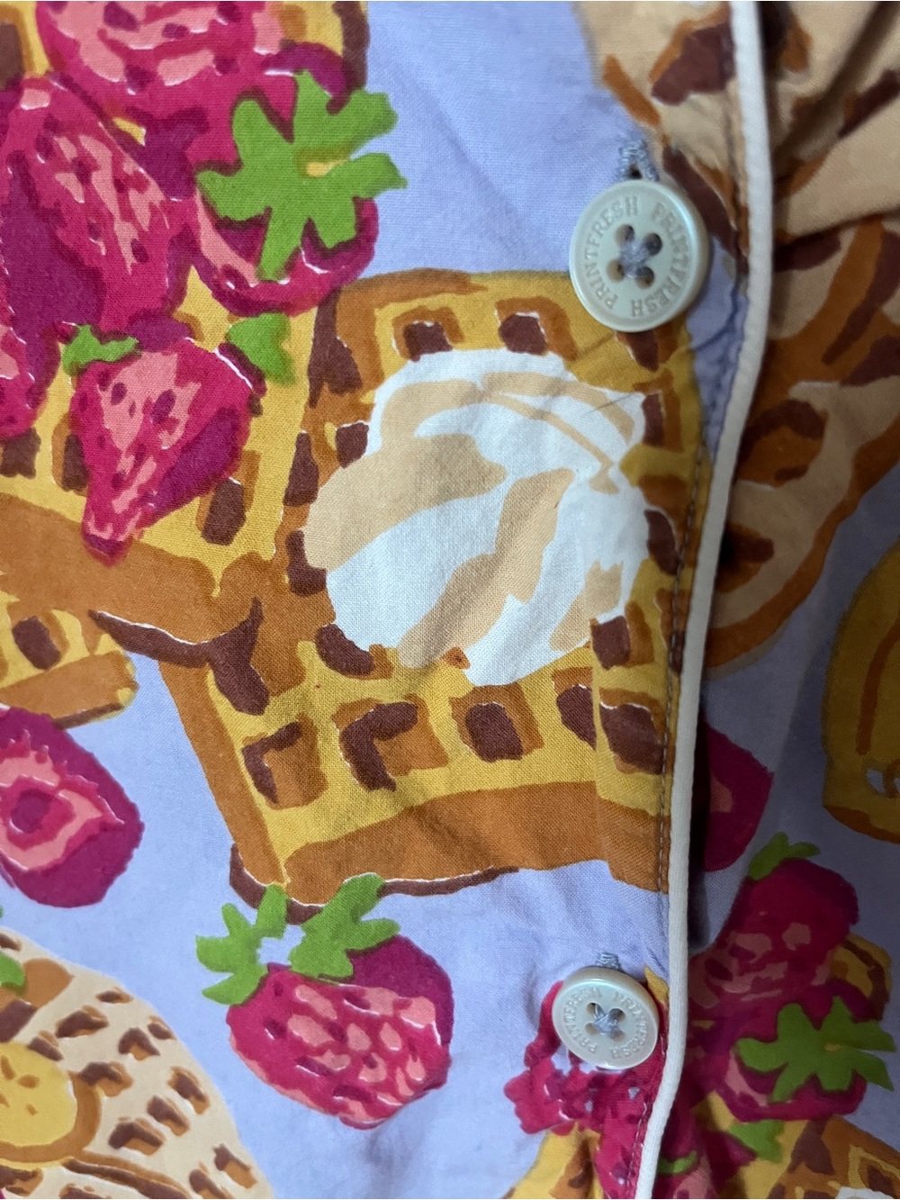 Print fresh xAnthropologie Cotton Waffle & Berries Print Pajama Set - Lavender S - Picture 4 of 10